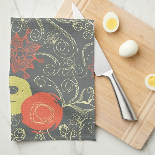 Retro Blumenmuster Küchentuch (Viertel Falte)