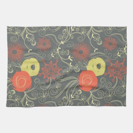 Retro Blumenmuster Küchentuch (Horizontal)