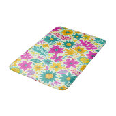 Retro-Blumenmuster Lebendige Bunte Gänseblümchen-B Badematte (Schrägansicht)