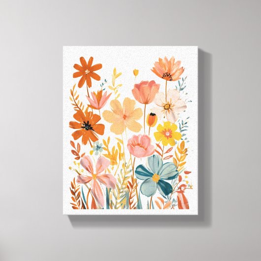 Retro-Blumenmuster Leinwanddruck (Vorderseite)