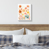 Retro-Blumenmuster Leinwanddruck (Insitu (Schlafzimmer))