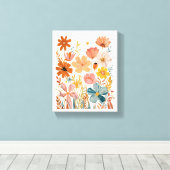 Retro-Blumenmuster Leinwanddruck (Insitu (Holzboden))