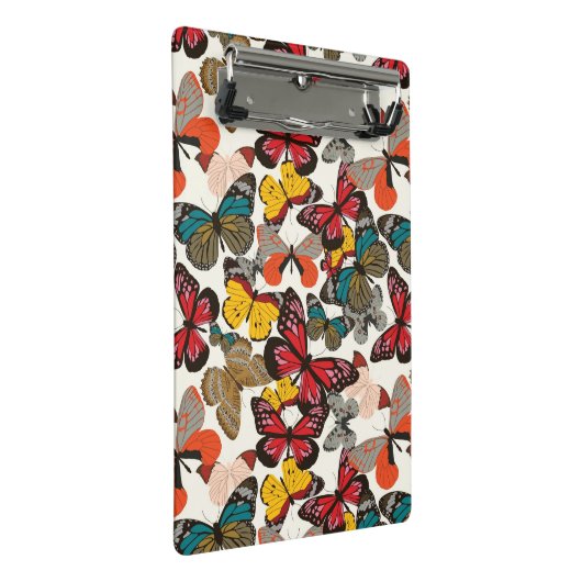 Retro Blumenmuster Mini Klemmbrett (Schrägansicht)