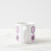 Retro-Blumenmuster mit Blasen (rosa und grau) Espressotasse (Rückseite)