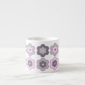 Retro-Blumenmuster mit Blasen (rosa und grau) Espressotasse (Vorderseite)