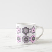 Retro-Blumenmuster mit Blasen (rosa und grau) Espressotasse (Rechts)