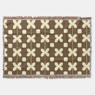 Retro-Blumenmuster mit Braun und Beige Decke