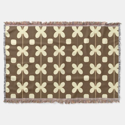Retro-Blumenmuster mit Braun und Beige Decke (Vorderseite)
