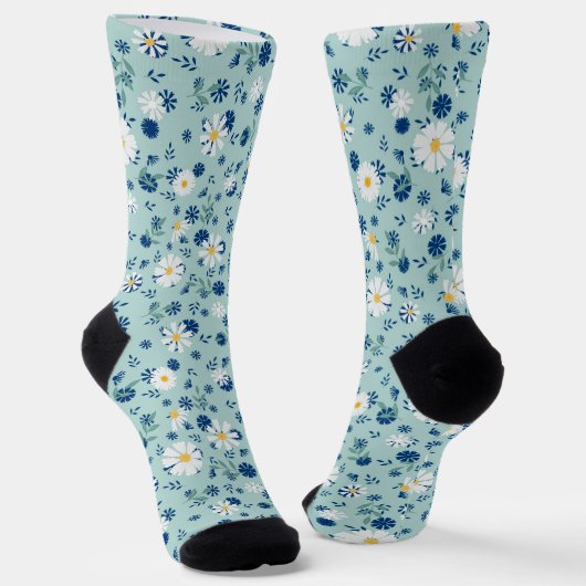 Retro-Blumenmuster mit Gänseblüten. Socken (Gewinkelt)