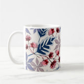 Retro-Blumenmuster mit rosa, bordeauxfarbenen Blum Kaffeetasse (Links)