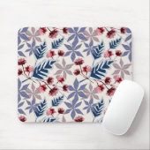 Retro-Blumenmuster mit rosa, bordeauxfarbenen Blum Mousepad (Mit Mouse)
