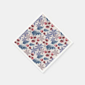 Retro-Blumenmuster mit rosa, bordeauxfarbenen Blum Serviette (Ecke)