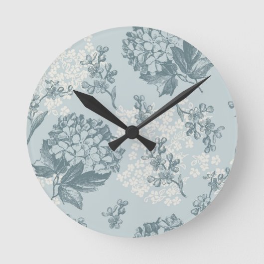 Retro-Blumenmuster mit Viburnum-Blume Runde Wanduhr (Vorderseite)