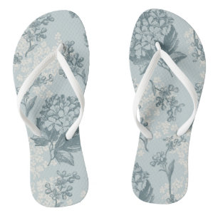 Retro Blumenmuster mit Viburnum-Blumen Badesandalen