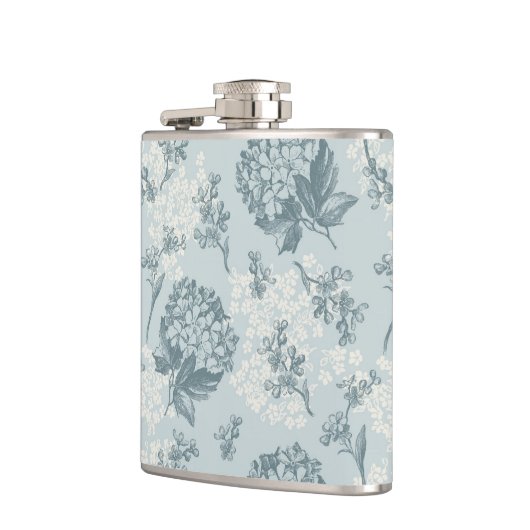 Retro Blumenmuster mit Viburnum-Blumen Flachmann (Links)