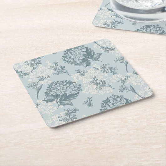 Retro Blumenmuster mit Viburnum-Blumen Rechteckiger Pappuntersetzer (angewinkelt)