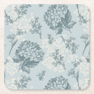 Retro Blumenmuster mit Viburnum-Blumen Rechteckiger Pappuntersetzer