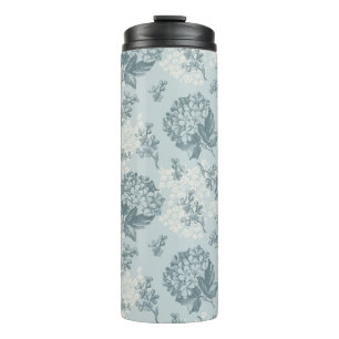 Retro-Blumenmuster mit Viburnum-Blüten Thermosbecher