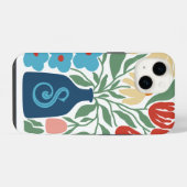 Retro-Blumenmuster-Monogramm Anfangsbuchstabe iPhone Hülle (Rückseite (Horizontal))