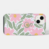 Retro-Blumenmuster-Monogramm Anfangsbuchstabe iPhone Hülle (Rückseite (Horizontal))