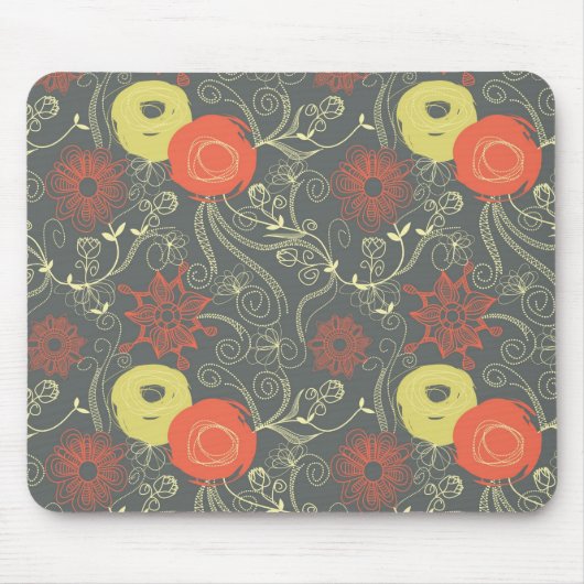 Retro Blumenmuster Mousepad (Vorne)