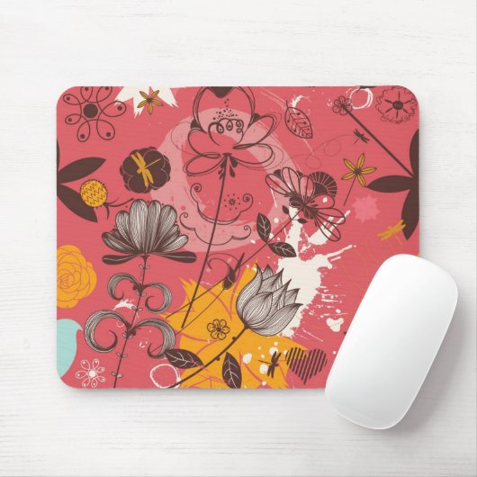 Retro Blumenmuster Mousepad (Mit Mouse)