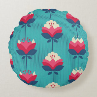 Retro-Blumenmuster nahtlos. Rundes Kissen