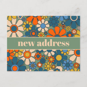 Retro-Blumenmuster Neue Adresse / Umzug Postkarte