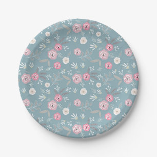 Retro-Blumenmuster. Pappteller