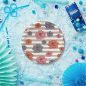 Retro-Blumenmuster Pappteller (Party)