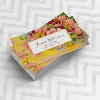 Retro-Blumenmuster Primeln 1950er Jahre Design Visitenkarte