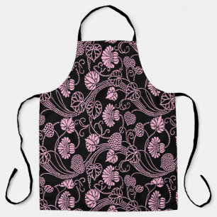 Retro-Blumenmuster Rosa auf Schwarz Schürze