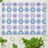 Retro-Blumenmuster (rosa und blau) Geschirrtuch (Gefaltet)