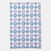 Retro-Blumenmuster (rosa und blau) Geschirrtuch (Vertikal)