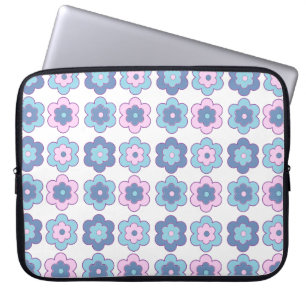 Retro-Blumenmuster (rosa und blau)  Laptopschutzhülle