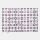 Retro-Blumenmuster (rosa und grau) Geschirrtuch (Horizontal)