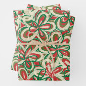 Retro Blumenmuster Rot Grün bemalt Weihnachten Ret Geschenkpapier Set (Beispiel)