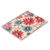 Retro-Blumenmuster Rot Orange Blau Notizblock (Linke Seite)