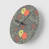 Retro-Blumenmuster Runde Wanduhr (Winkel)
