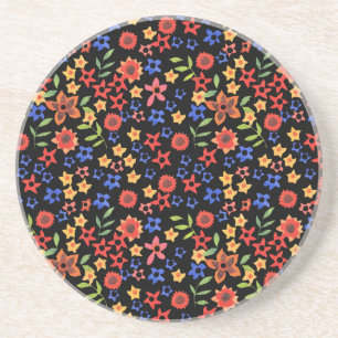 Retro-Blumenmuster-Sandstein-Unterlage nach Maß Getränkeuntersetzer