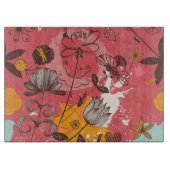 Retro Blumenmuster Schneidebrett (Vorderseite)