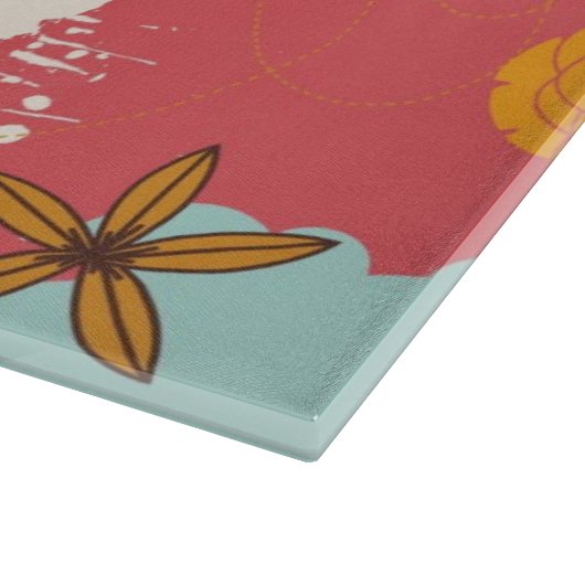 Retro Blumenmuster Schneidebrett (Ecke)