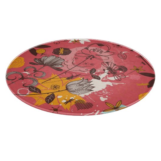 Retro Blumenmuster Schneidebrett (Ecke)