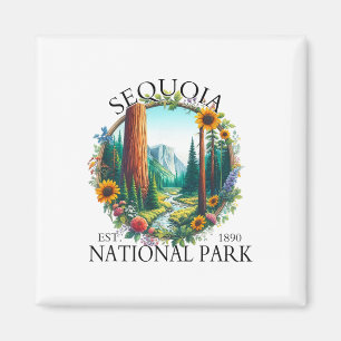Retro-Blumenmuster Sequoia-Nationalpark Wandern Ca Magnet