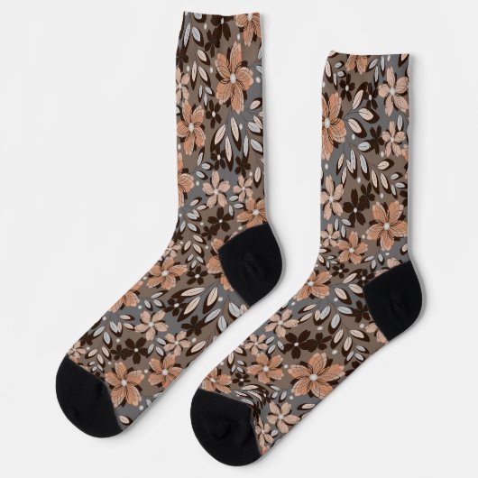 Retro-Blumenmuster. Socken (Linkes Detail)