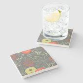 Retro Blumenmuster Steinuntersetzer (Seitenansicht)