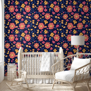 Retro-Blumenmuster Tapete