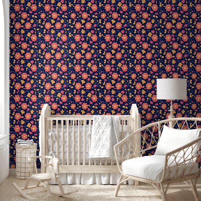 Retro-Blumenmuster Tapete (Kinder)