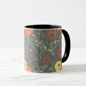 Retro Blumenmuster Tasse (VorderseiteRechts)