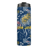 Retro, Blumenmuster Thermosbecher (Vorderseite)